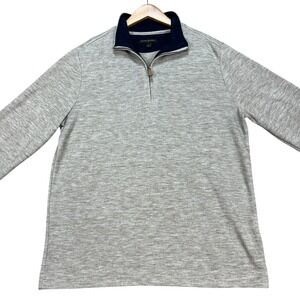 Banana‎ Republic Pullover Mens Large Gray Blue Heathered Long Sleeve Quarter Zip
